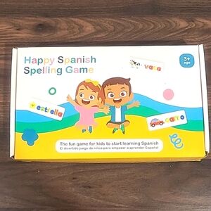 🔤 Happy Spanish Spelling Game, spell & read Spanish card with wood letters 🔤